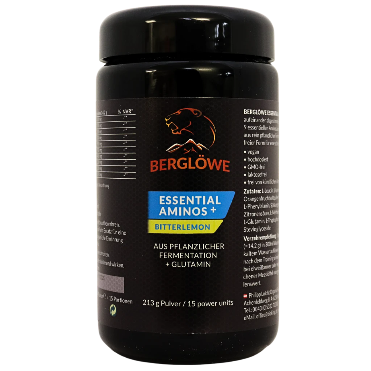 Berglöwe 213g Essential Aminos + Glutamin mit Bitterlemon Geschmack