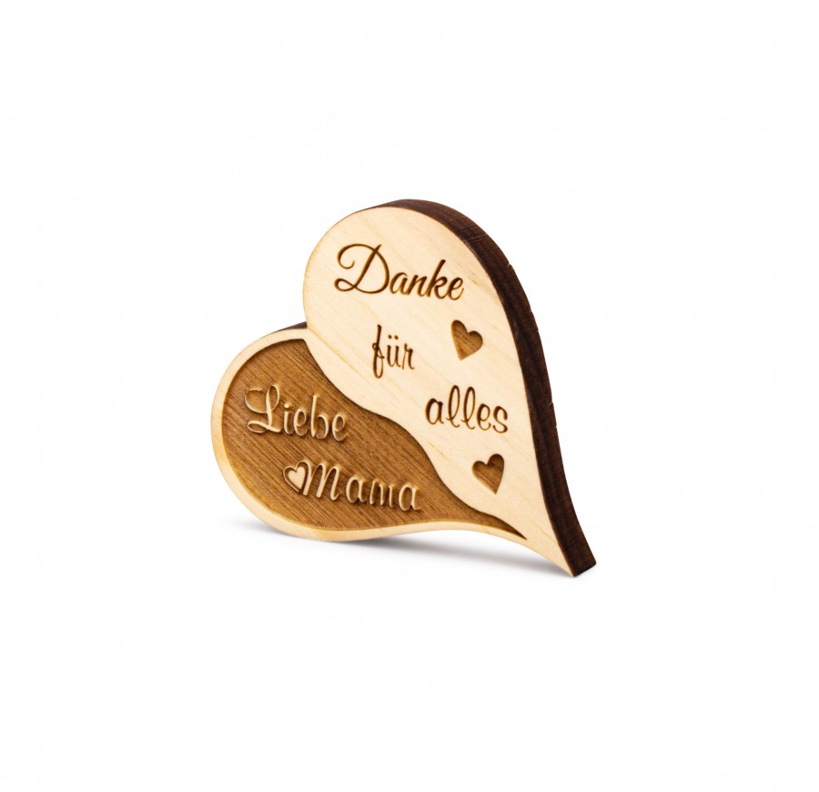 Zirbenherz Mini Gravur Danke für alles Liebe Mama