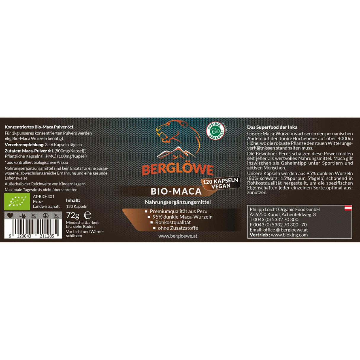 Berglöwe Bio Maca Kapseln 120 Stück