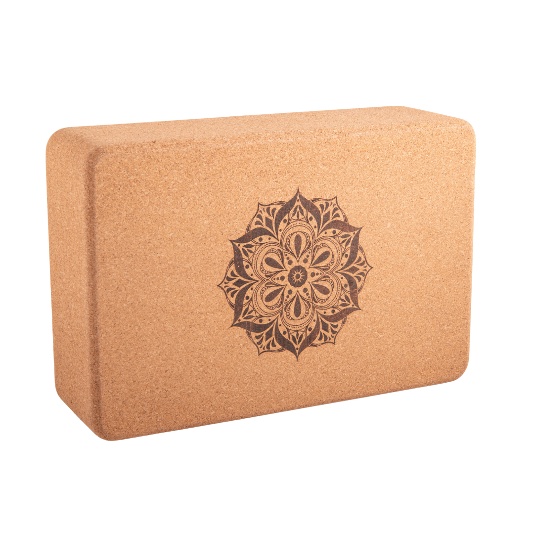 Yogablock aus Kork, klein - Blume des Lebens und Mandala