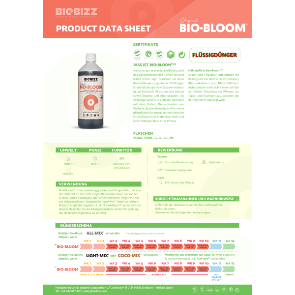 BioBizz Bio-Bloom - Organischer Blütedünger