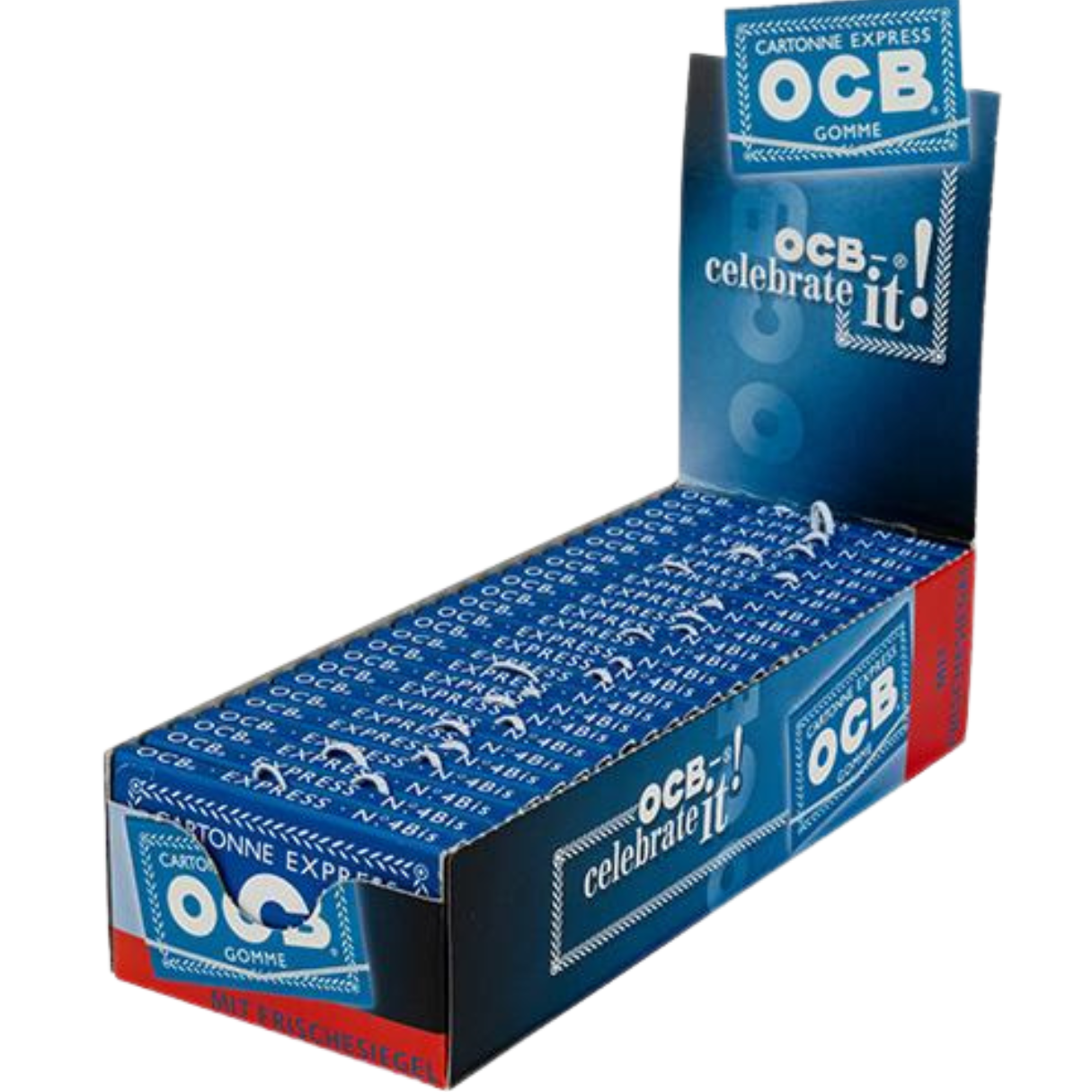 BOX OCB Blau Doppelt Zigarettenpapier mit Gummizug Kurz 25 Heftchen 100 Blatt