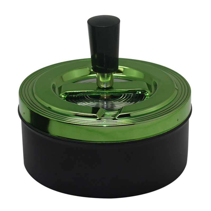 Zorr Aschenbecher Windascher schwarz matt Deckel grün 11 cm