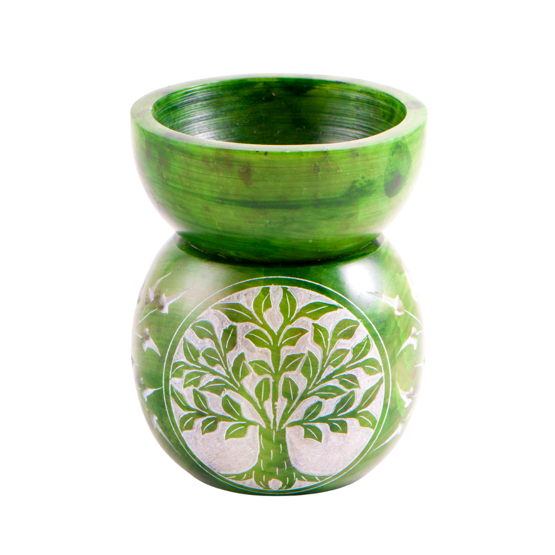 Duftlampe Kugel Yggdrasil grün Speckstein für Ätherische Öle