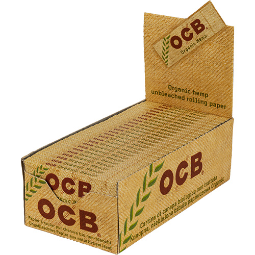 BOX OCB Organic Hemp Single Wide Zigarettenpapier, 50 Stück, 36 x 69 mm