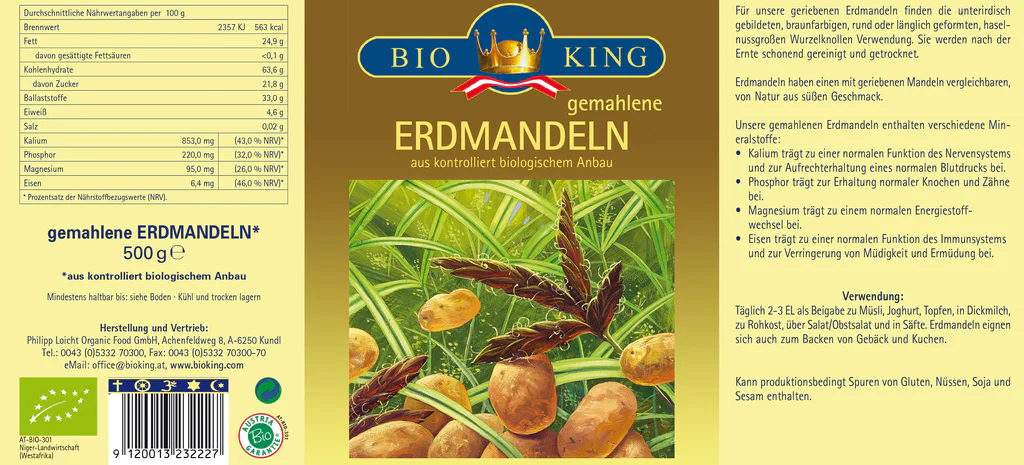 BioKing Bio Erdmandeln Gemahlen Gerieben