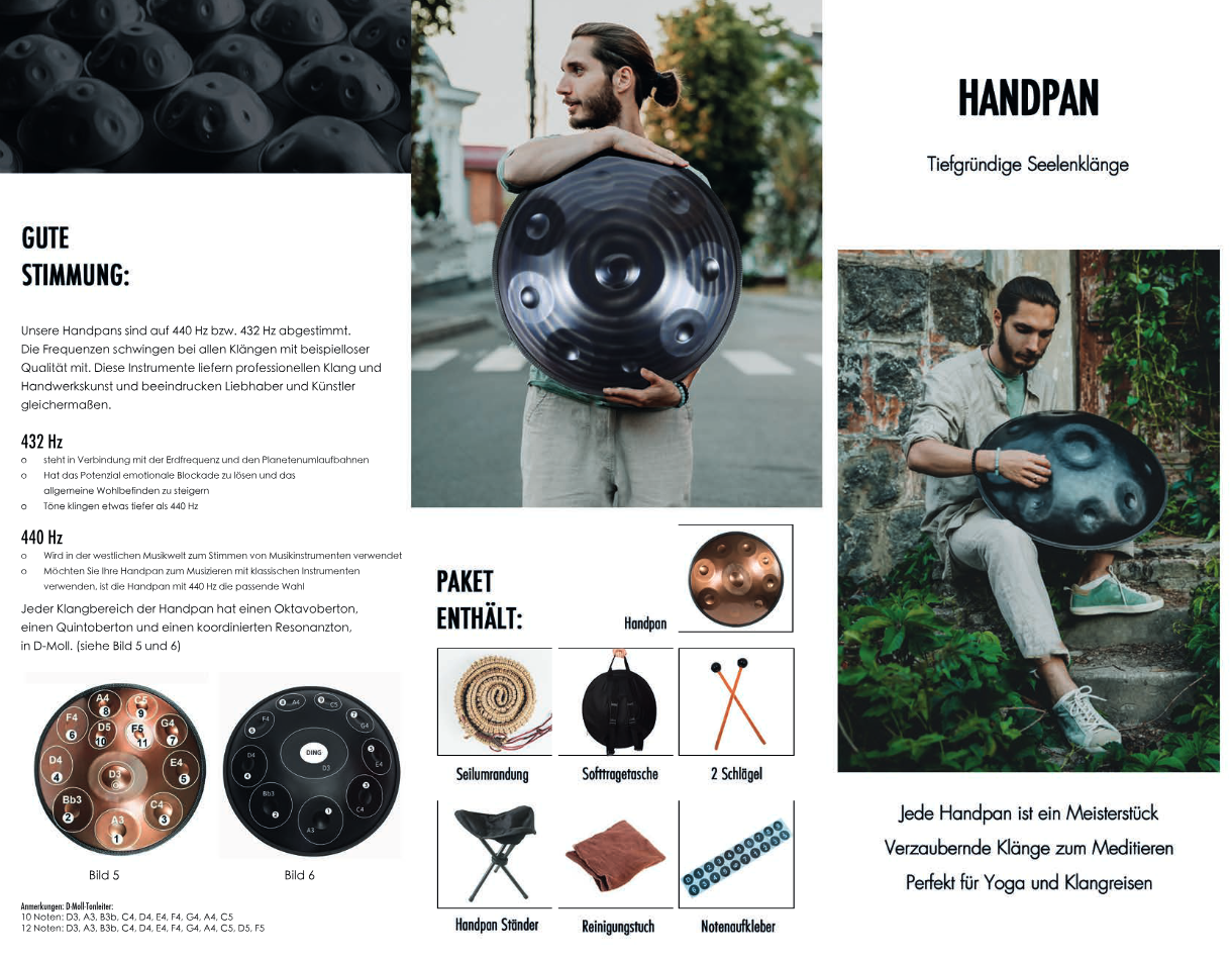 Berk Handpan silber 10 Töne 432 Hz 56 cm