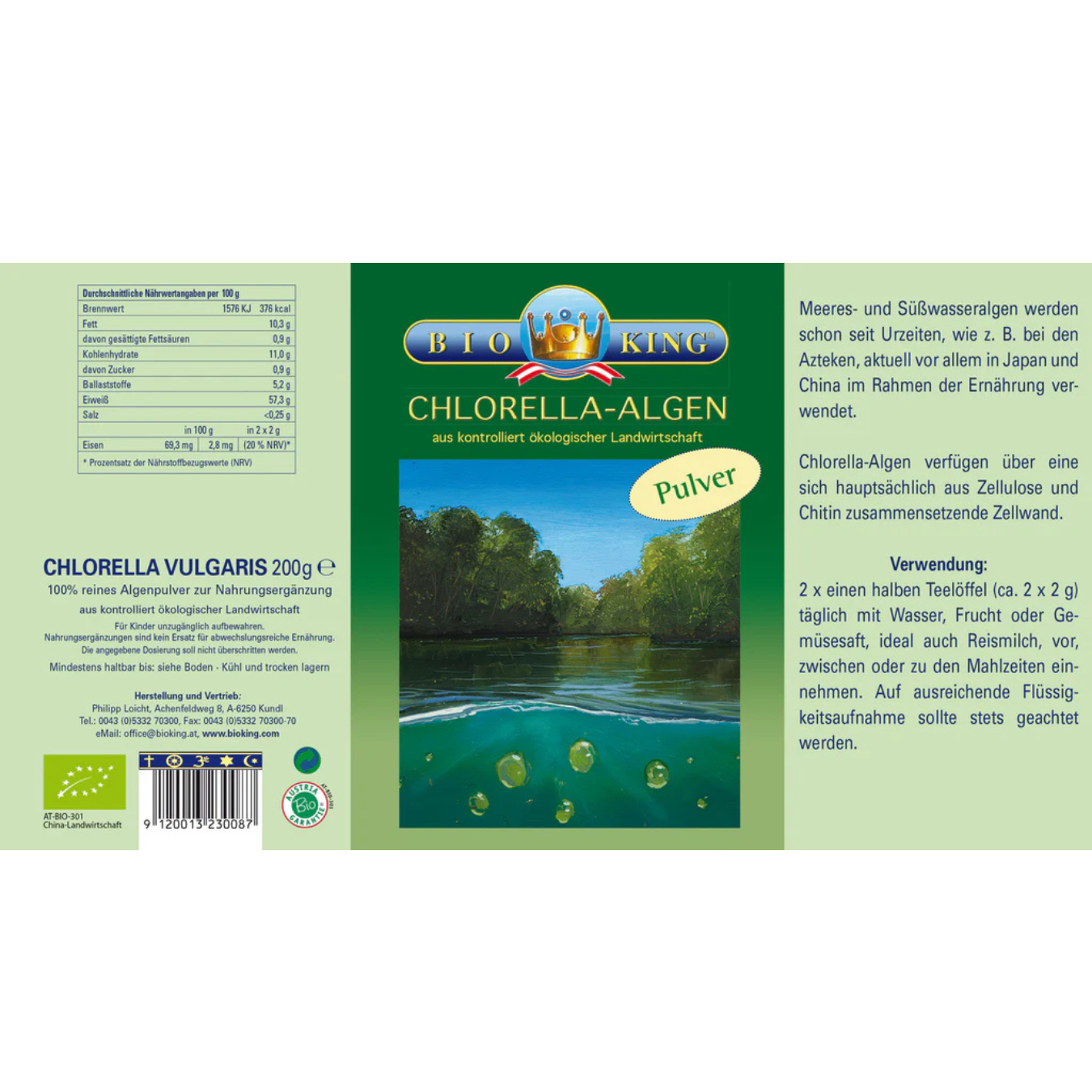 BioKing Bio Chlorella-Algen Pulver 200g