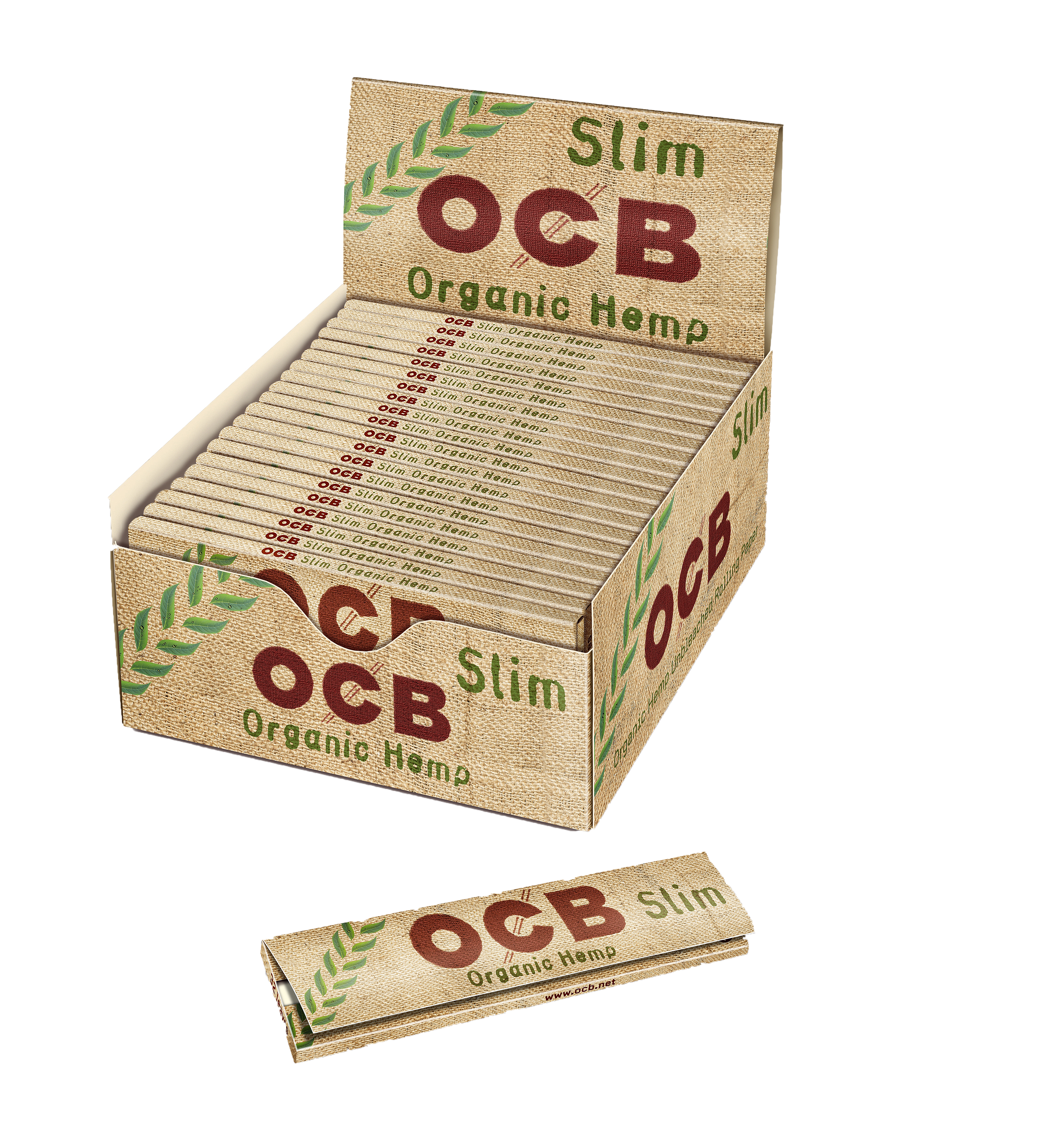 BOX OCB Organic Hemp Zigarettenpapier King Size Slim, 50 Stück