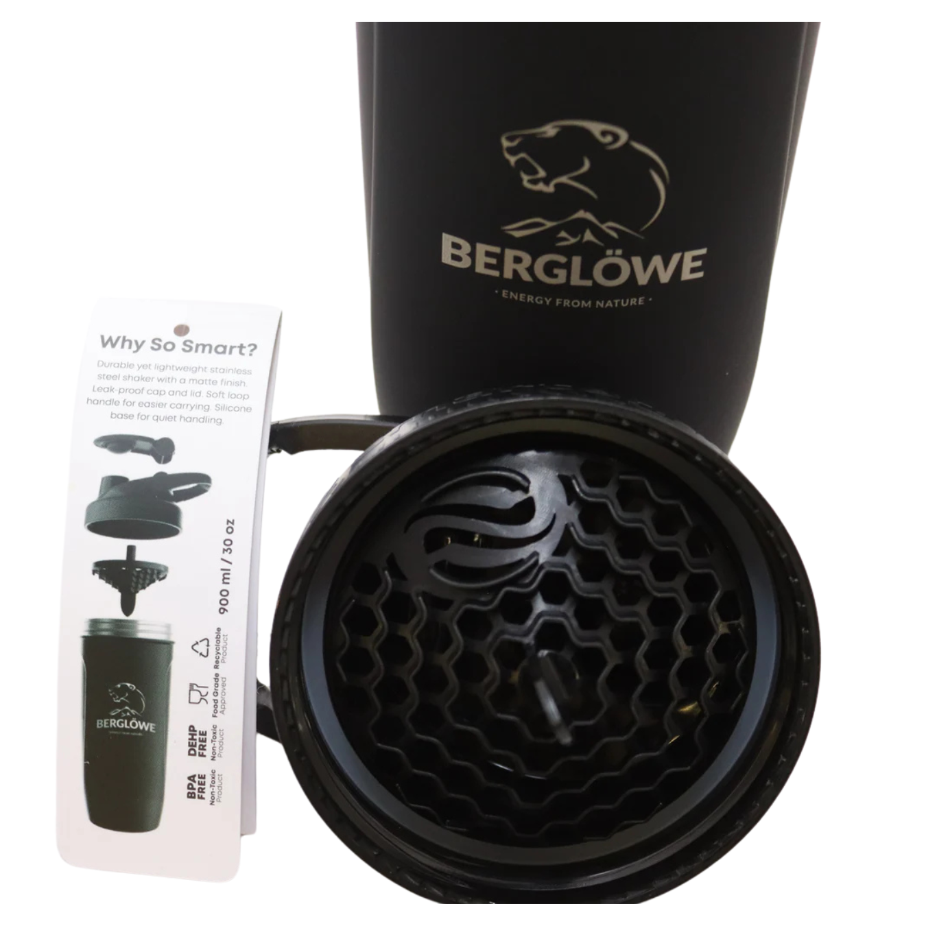 Berglöwe Fitness Shaker aus Edelstahl