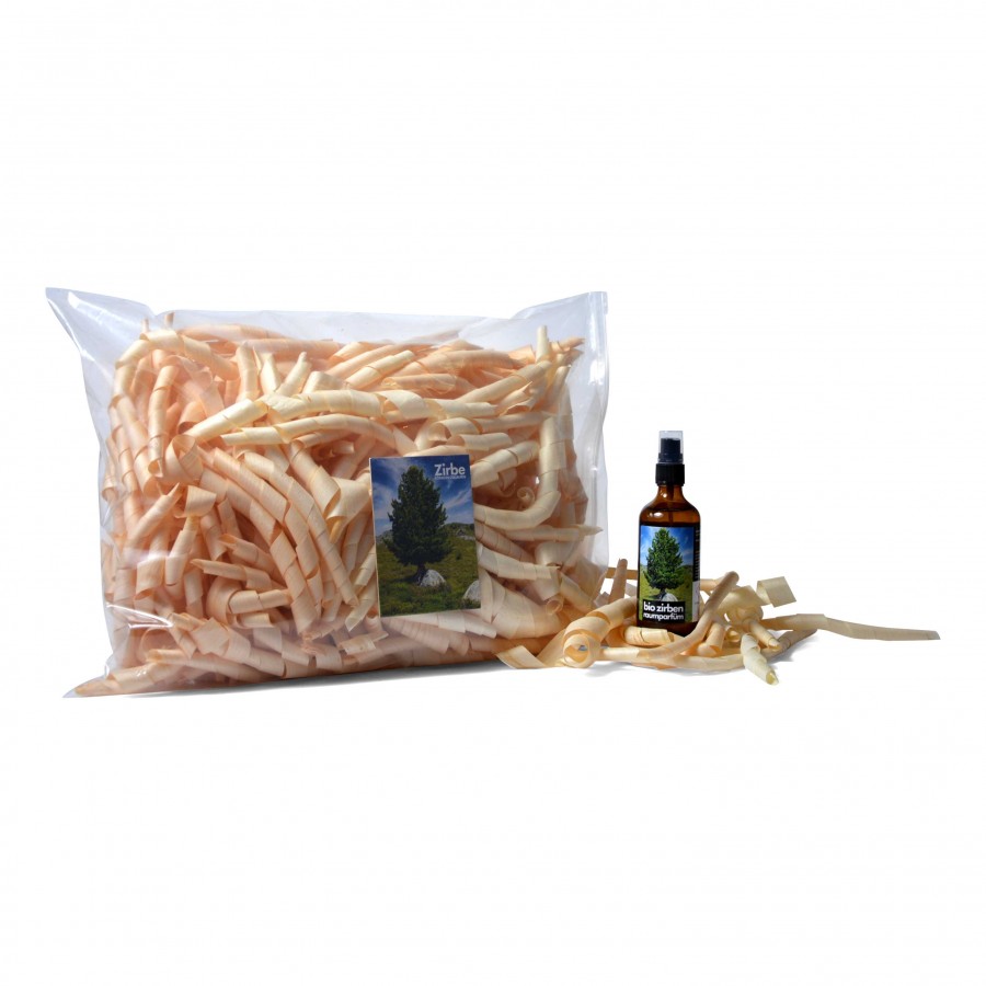 Handgehobelte Zirbenlocken 150g inkl. 100ml Zirben Raumspray