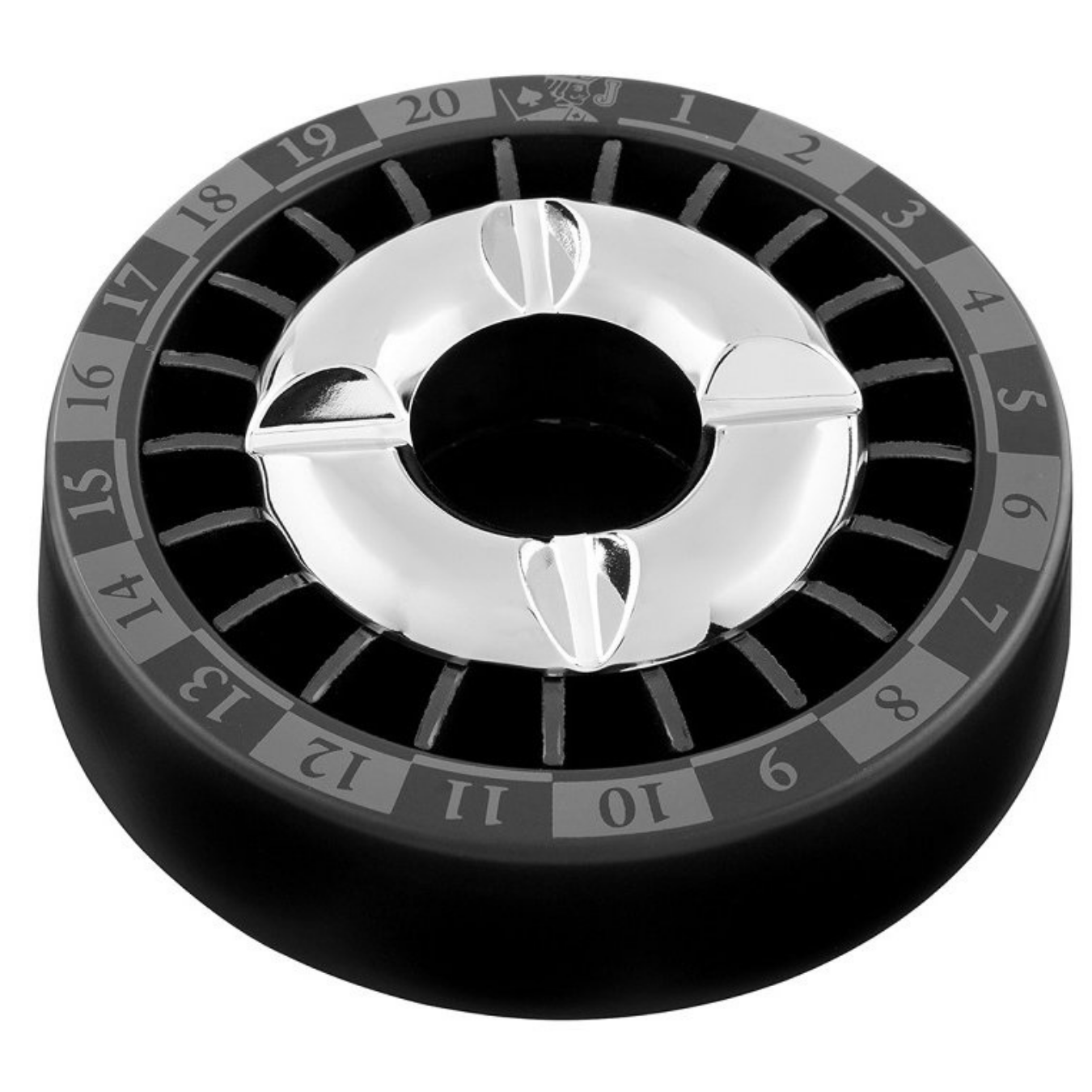 Aschenbecher Roulette Schwarz Chrom 13 cm Ø