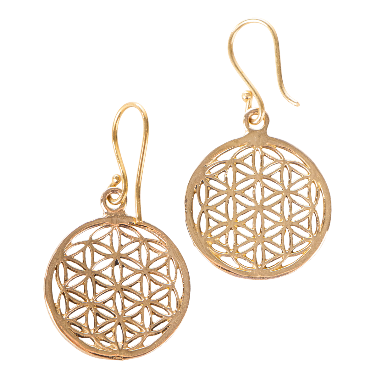 Berk Blume des Lebens Ohrhänger Ohrringe Gold aus Messing Ø 2,4 cm