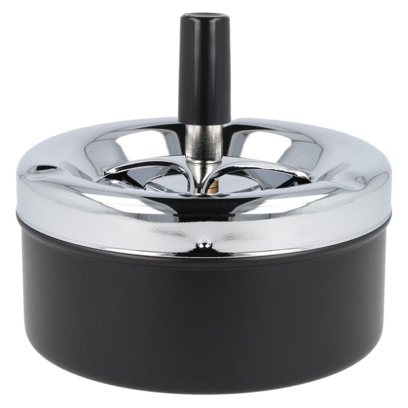 Aschenbecher Windascher Schwarz Chrom 11 cm