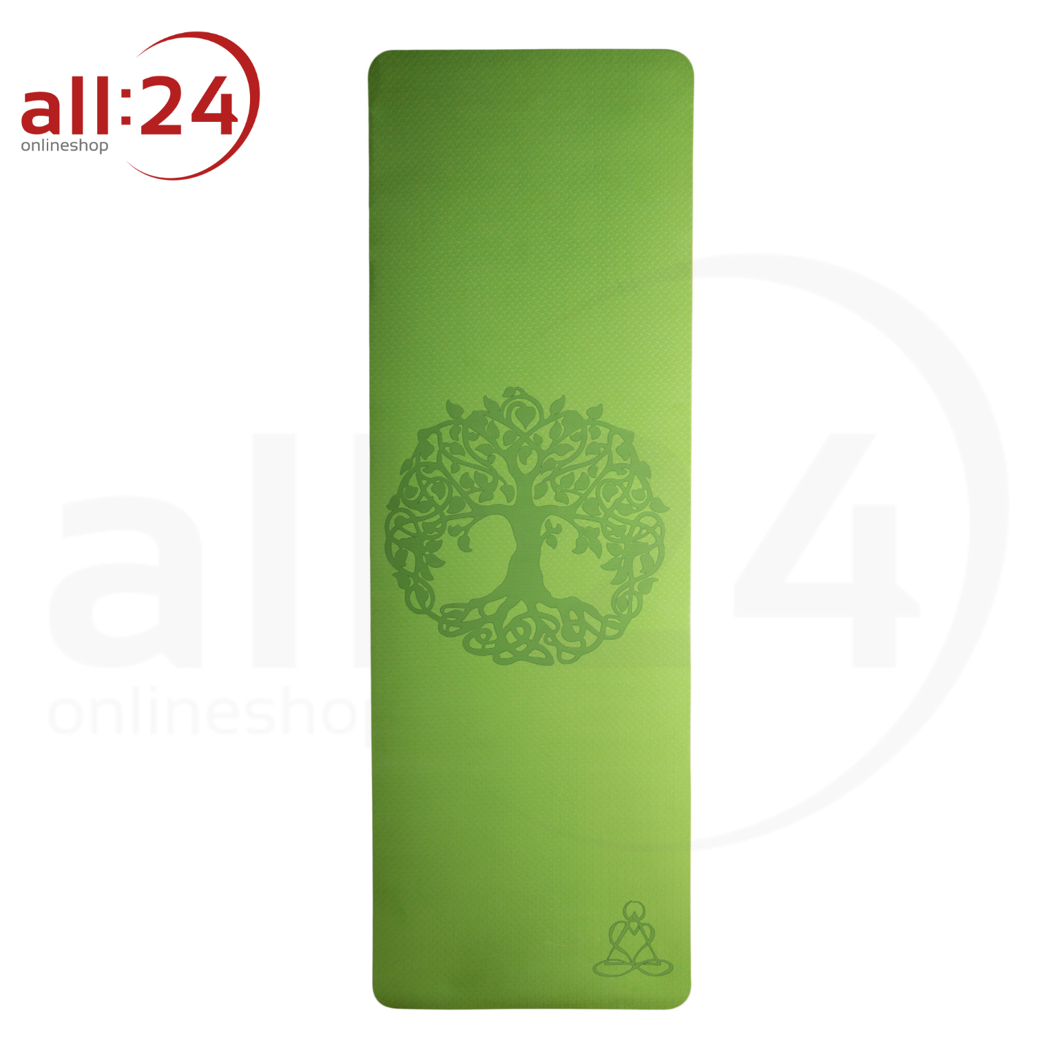 Yogamatte TPE Hellgrün mit Baum des Lebens
