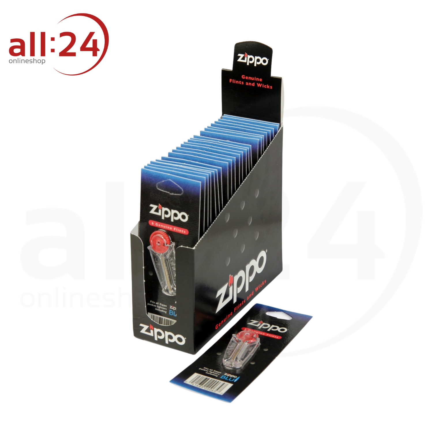 Zippo Flint Card Single Unit Zündstein 24 Stück 2406N