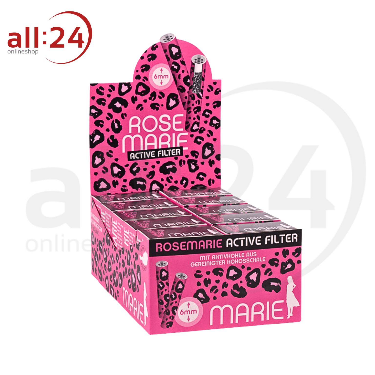 MARIE Rosemarie Active Filter 6mm Box mit 34 Aktivkohlefiltern