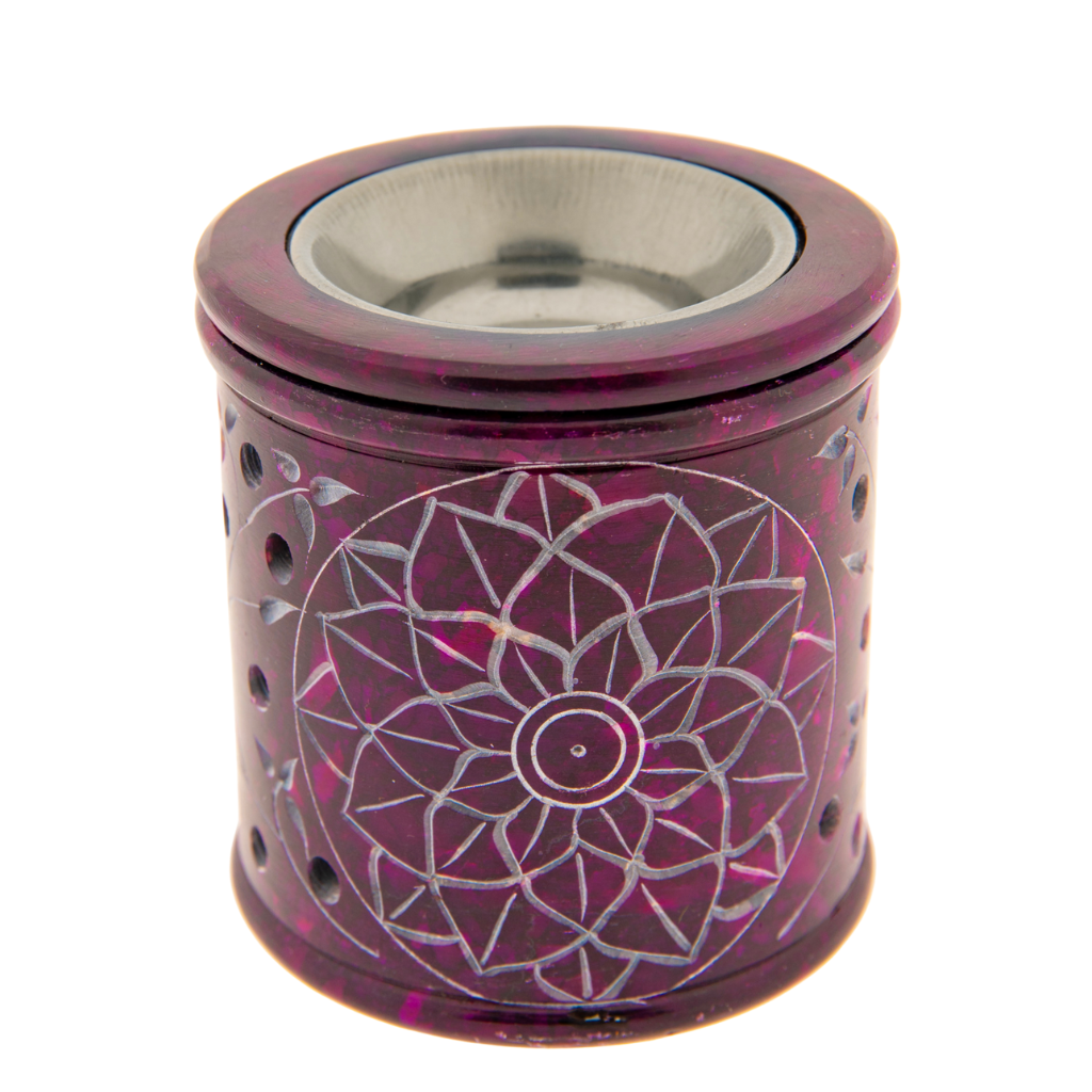 Mandala Aromalampe Speckstein Violett
