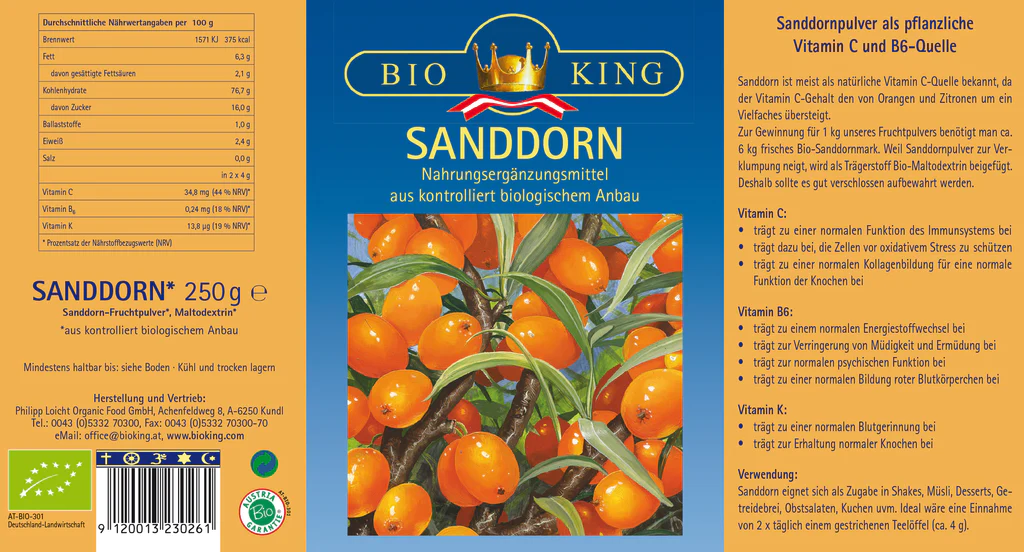 BioKing Bio Sanddorn Fruchtpulver