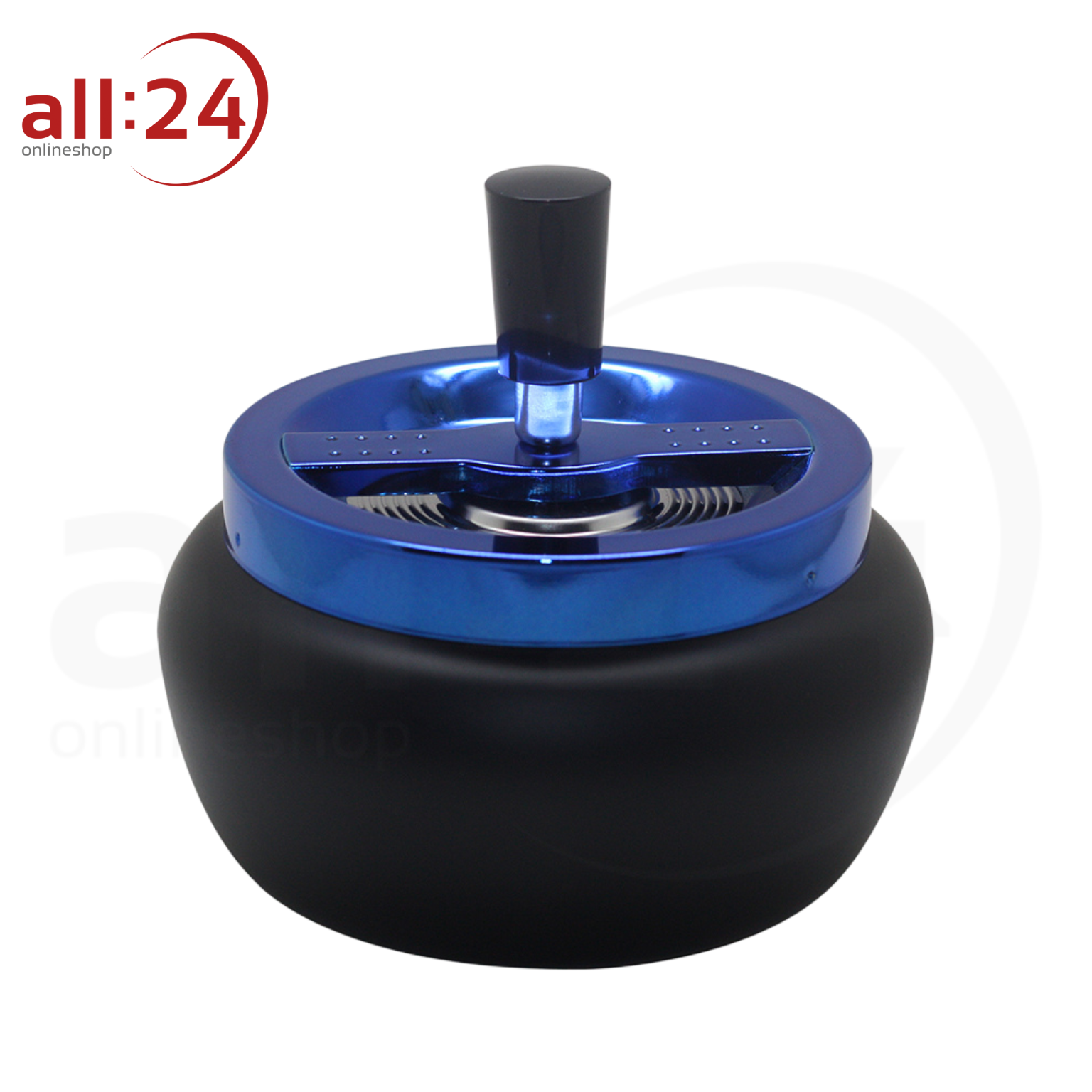 Zorr Aschenbecher Exklusiv Matt Schwarz mit Eisblauem Deckel,⌀ 13 cm