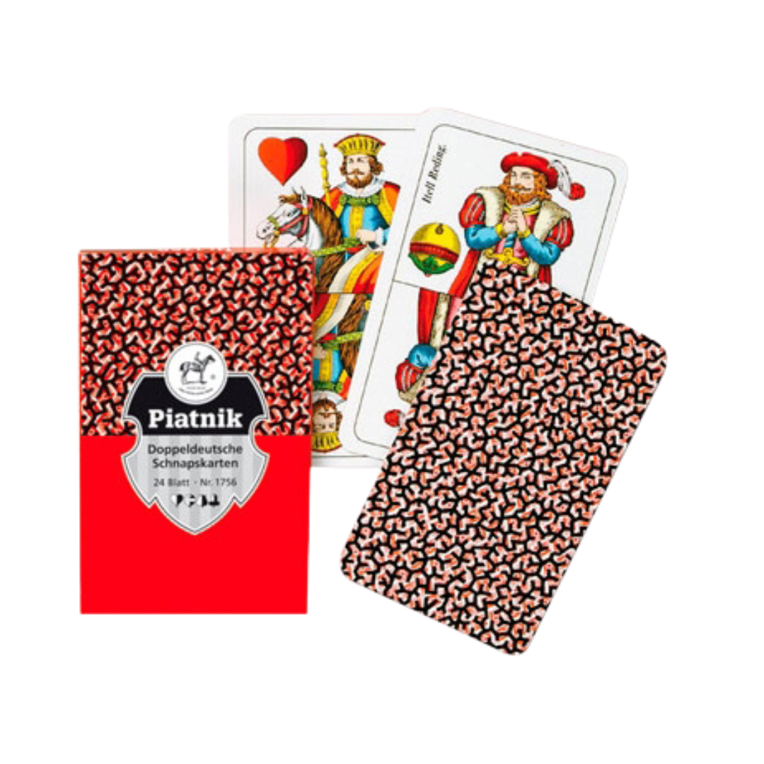 Piatnik Doppeldeutsche Schnapskarten Set Rot 24 Blatt Spielkarten