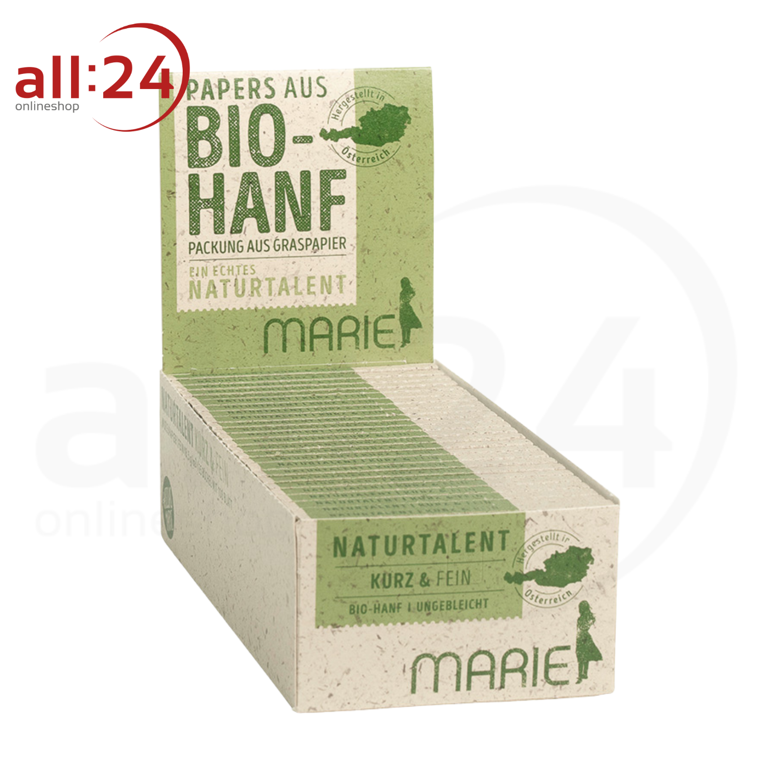 BOX MARIE Naturtalent King Size Slim + Tips - 24er Pack à 34 Paper + Tips