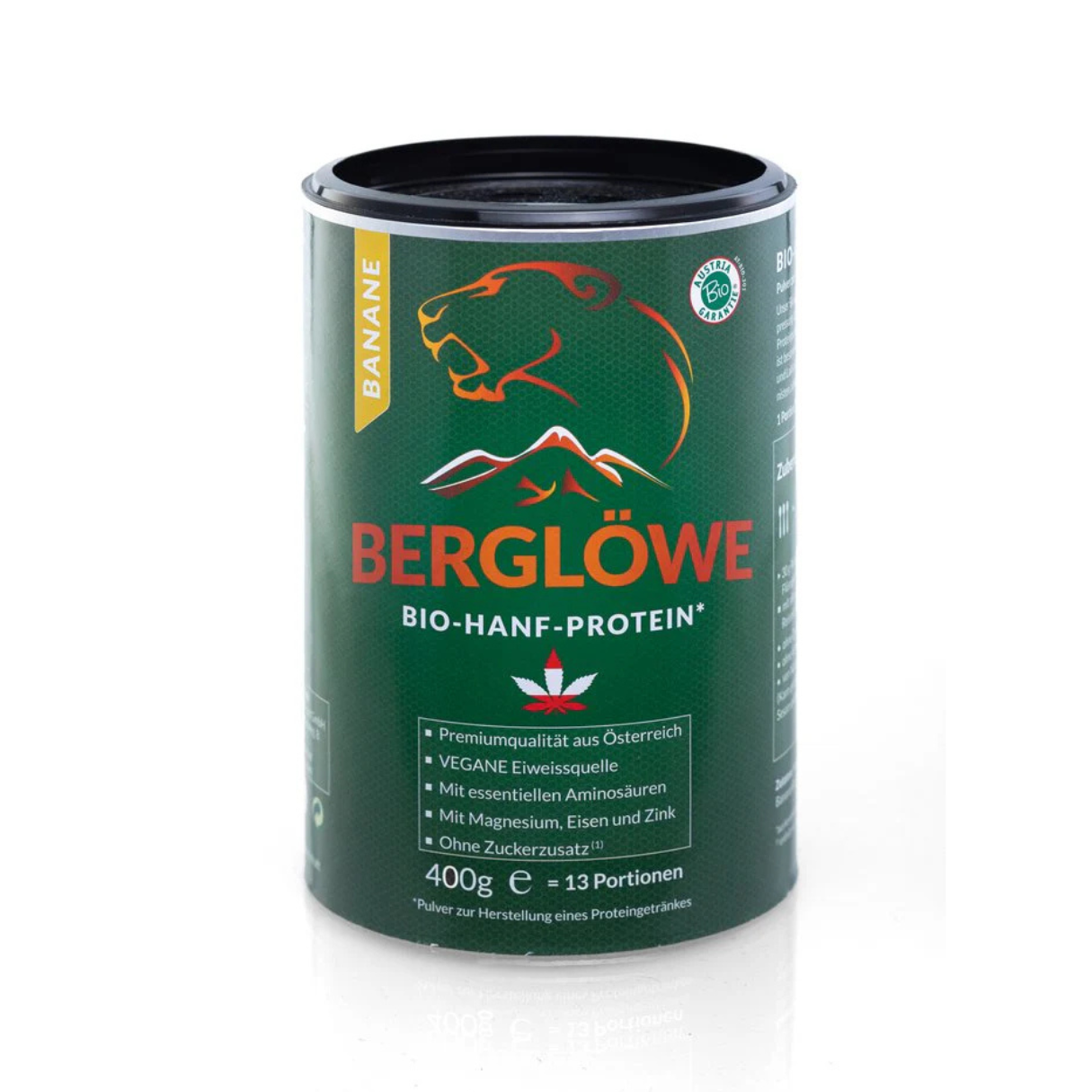 Berglöwe Bio Hanfprotein Banane Vegan ohne Zuckerzusatz 400g