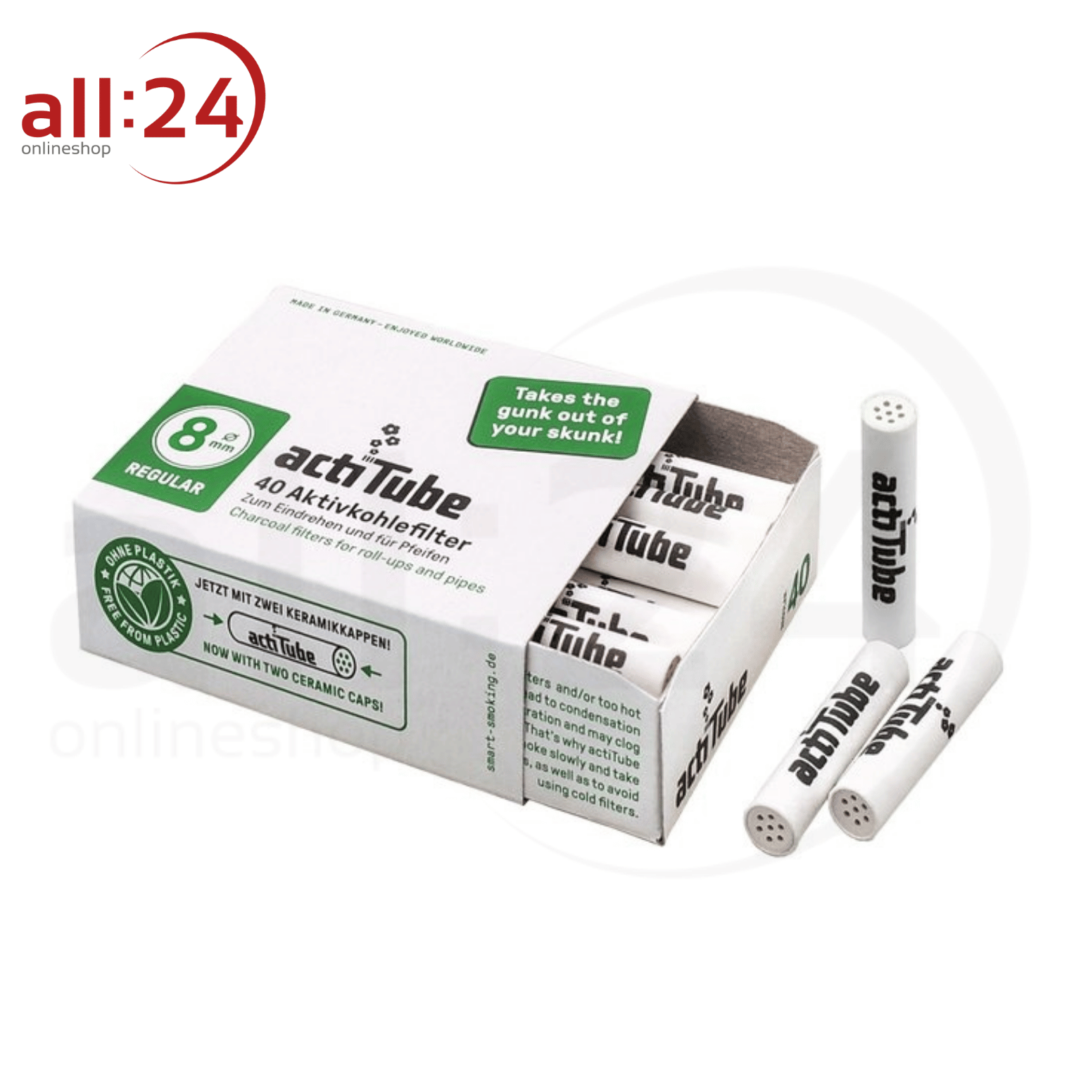 ActiTube Aktivkohlefilter 8mm - 10er Pack mit je 40 Stück