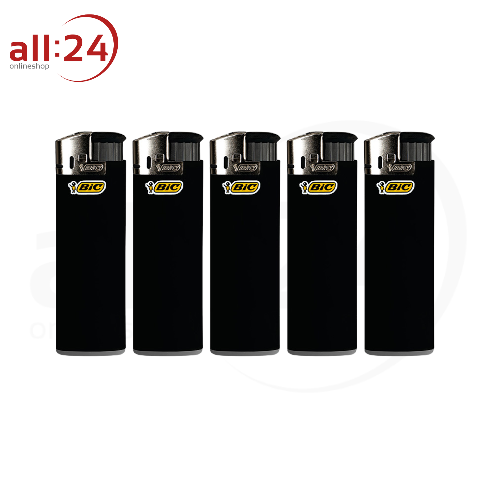 BIC Feuerzeuge J38 Schwarz Silber 5 Stück