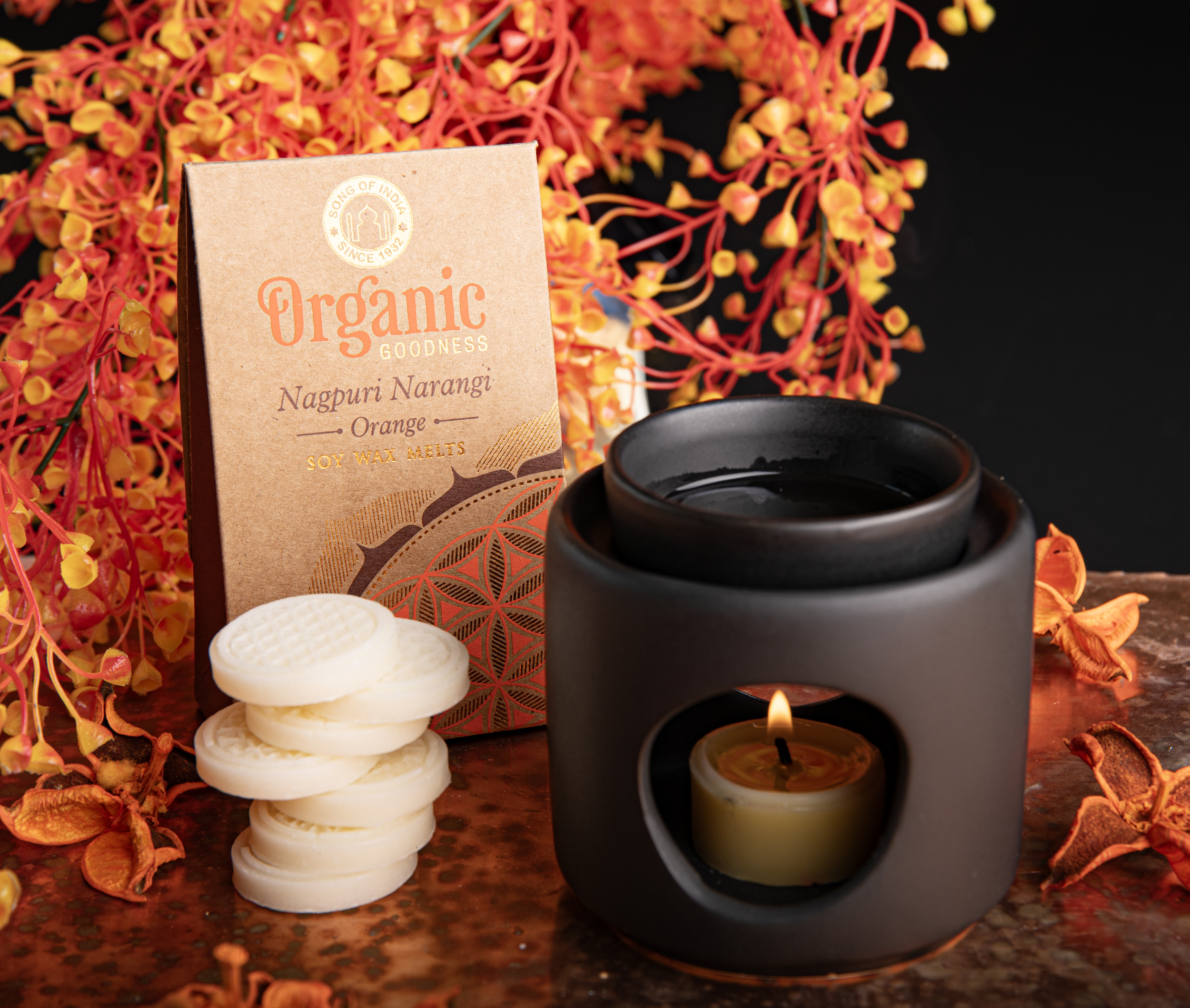 Orangenwachs Blume des Lebens für Aromalampe