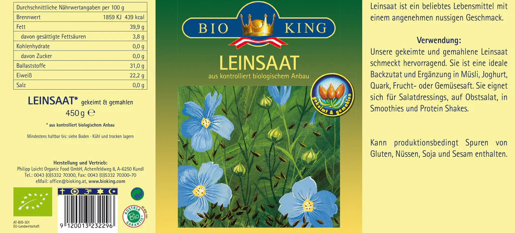 BioKing Bio Leinsaat Gekeimt Gemahlen
