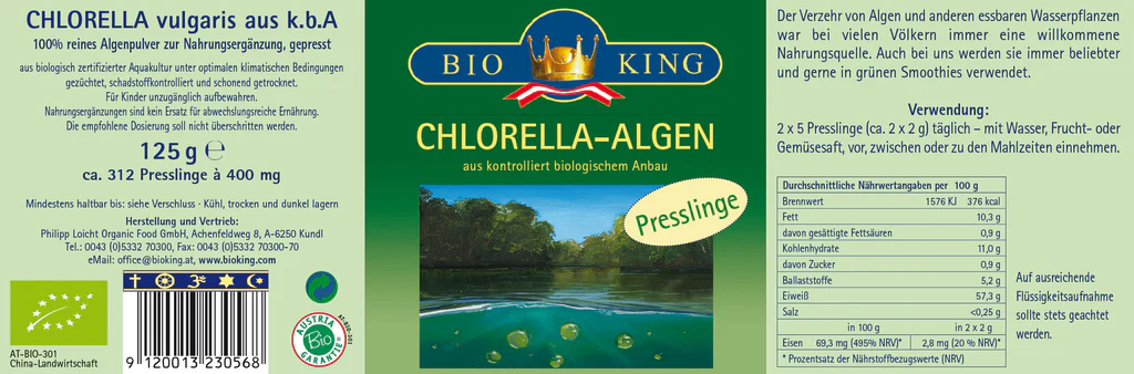 BioKing Bio Chlorella-Algen Presslinge