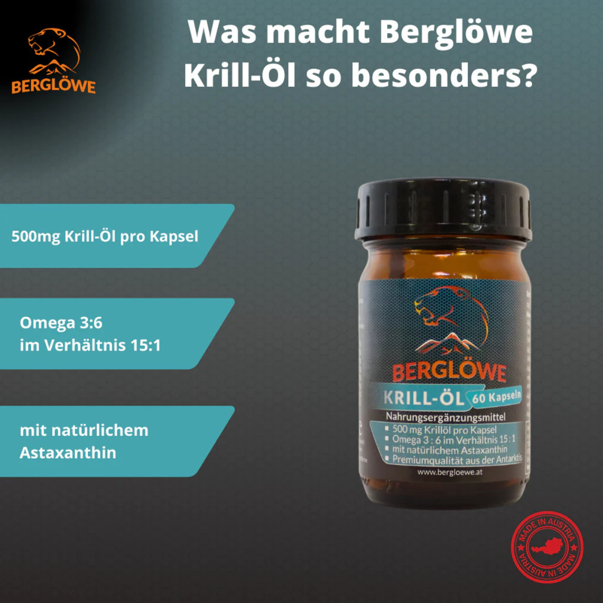 Berglöwe Omega 3 aus Krill-Öl 44g-88g