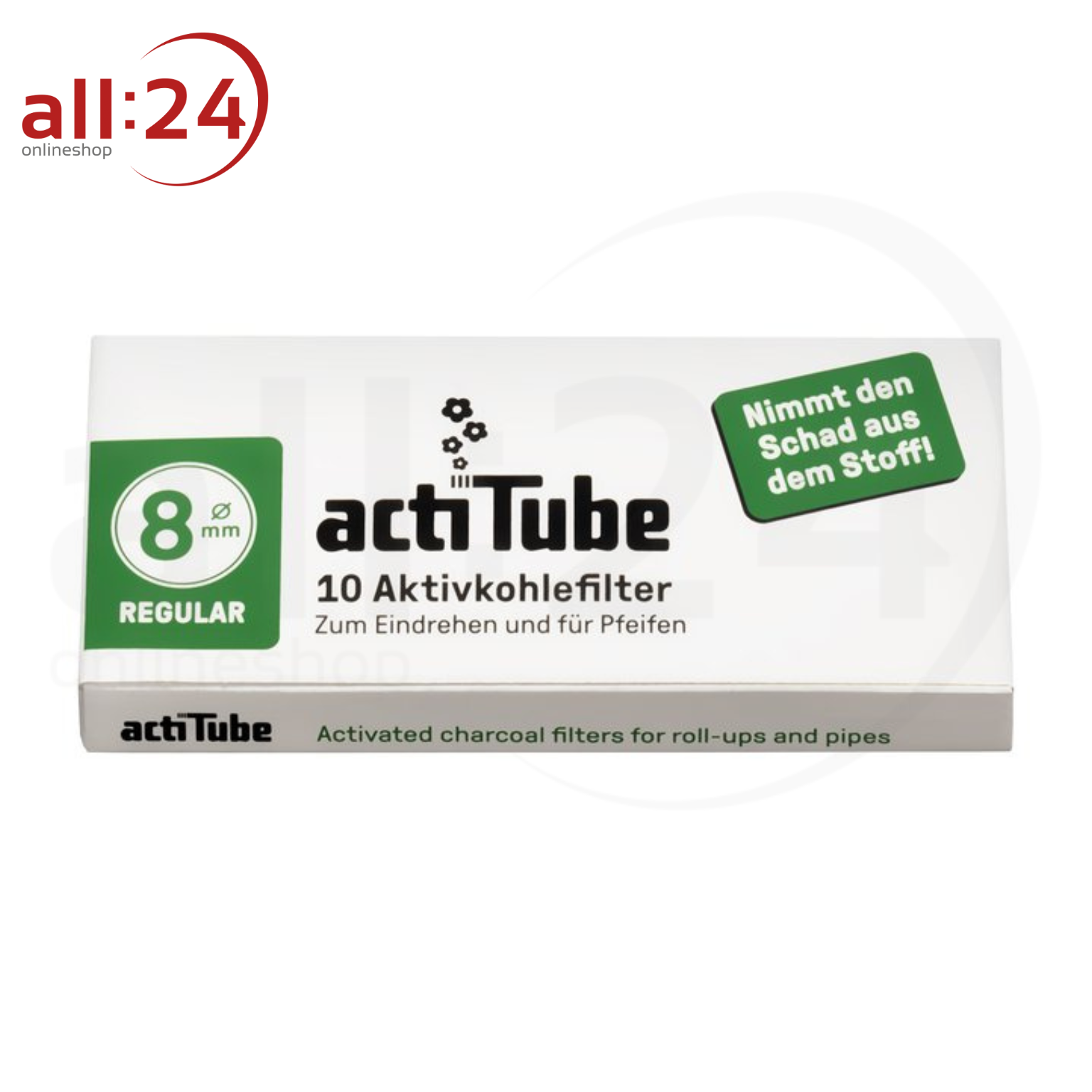 ActiTube Aktivkohlefilter 8mm - 10er Pack mit je 10 Stück