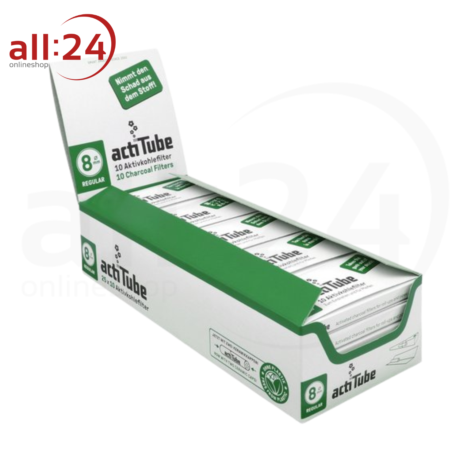 ActiTube Aktivkohlefilter 8mm - 10er Pack mit je 10 Stück