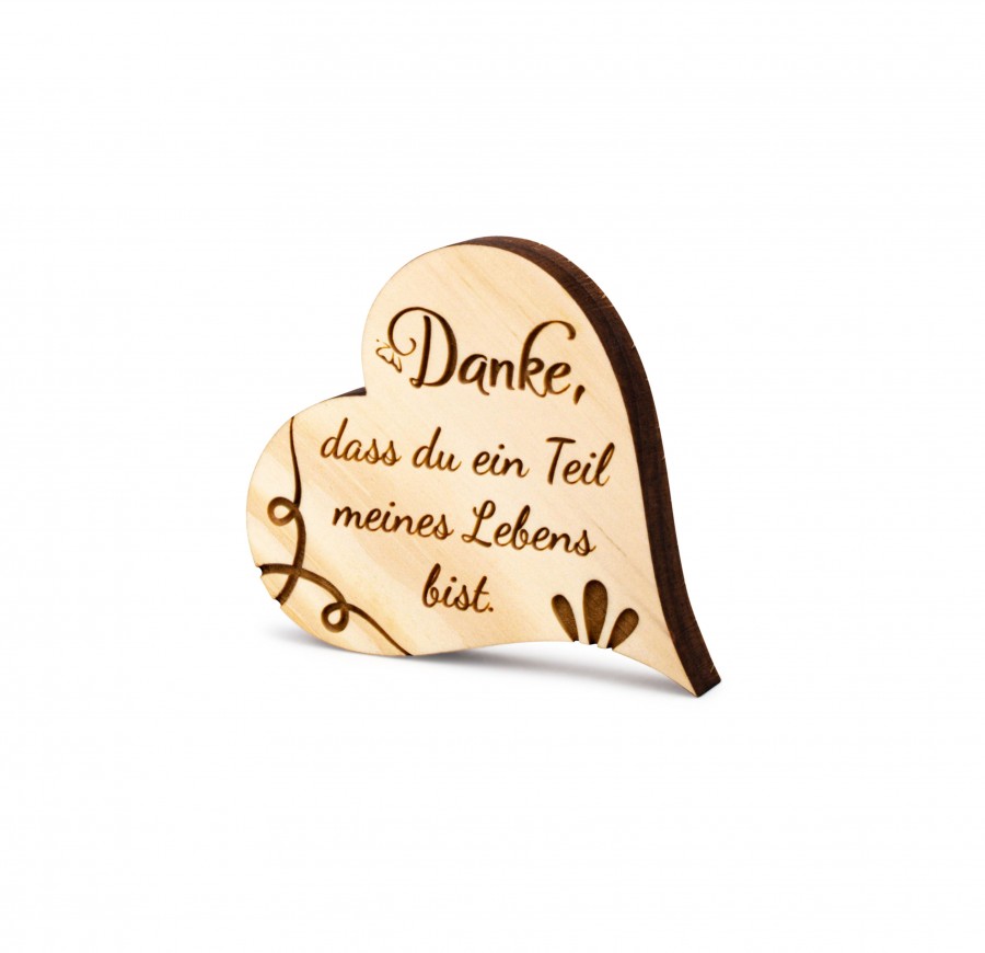 Zirbenherz Mini Aufschrift Danke dass du ein Teil meines Lebens bist