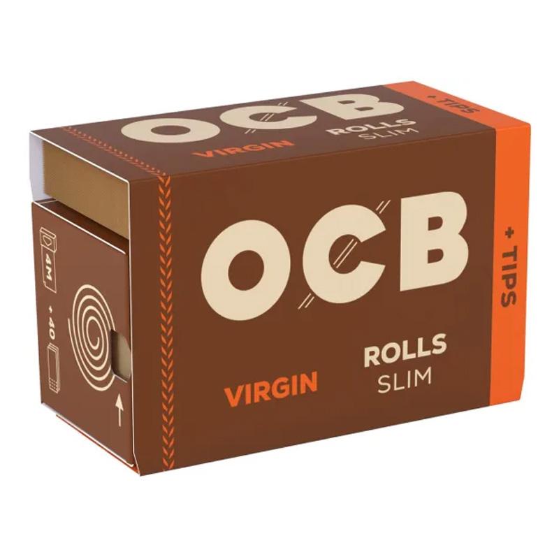 OCB Unbleached Virgin Paper Rolls + Tips 16er Pack