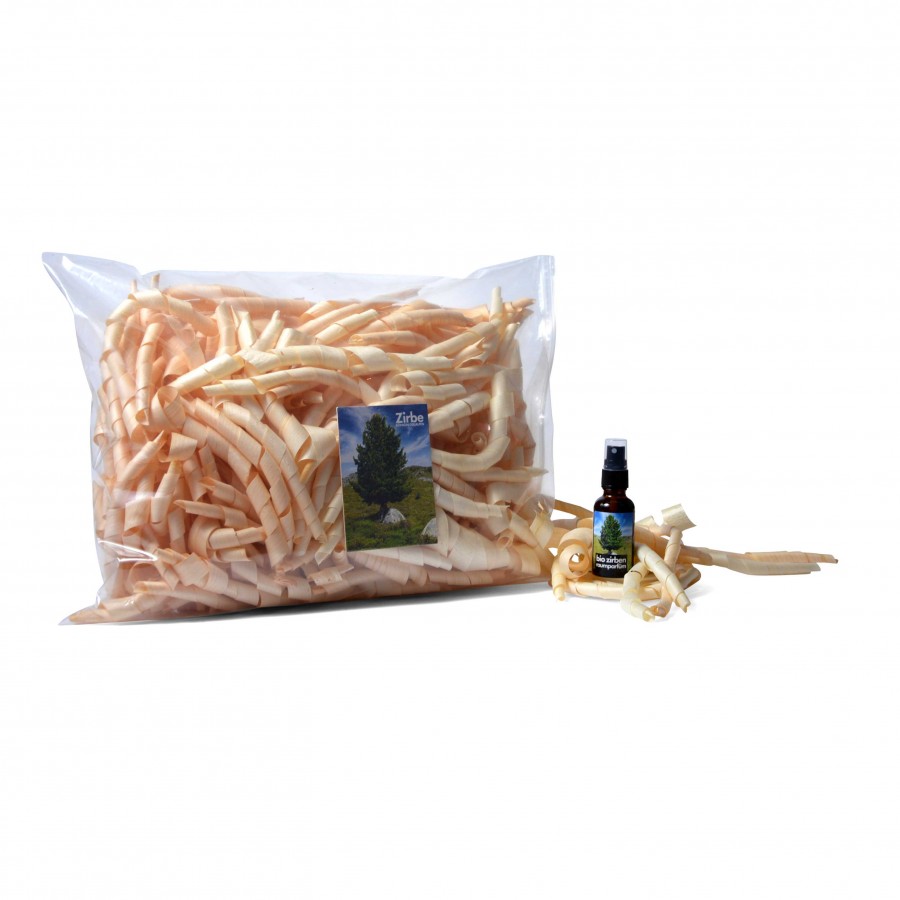 Handgehobelte Zirbenlocken 150g inkl. 30ml Zirben Raumspray