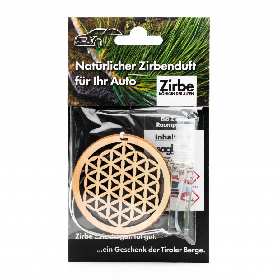 Autoduft aus Zirbe Anhänger Blume des Lebens