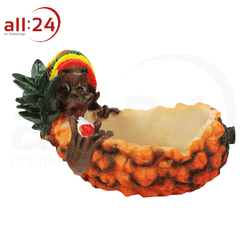 Aschenbecher Rasta liegend Ananas 19 cm 