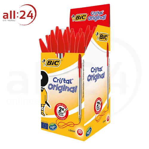 Vorteilspack: BIC Kugelschreiber Cristal Rot 1.0 mm - 50 Stück 