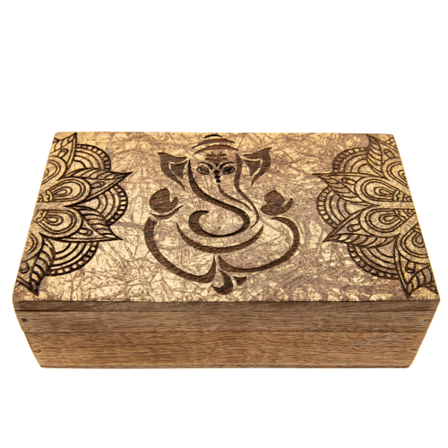 Ganesha Holzbox mit Goldverzierung 