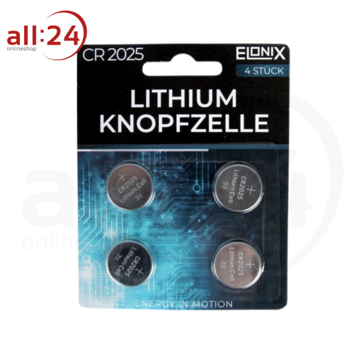 ELONIX Lithium Knopfzelle CR2025 4 St. 