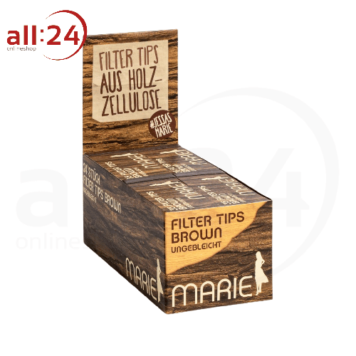 MARIE Brown Ungebleichte Filter Tips - Box mit 24 Stk. à 35 Blatt 