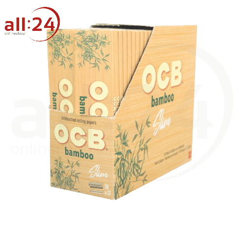 BOX OCB Bamboo King Size Slim Zigarettenpapier - 50 Stück, Ungebleichte Bambusfasern 