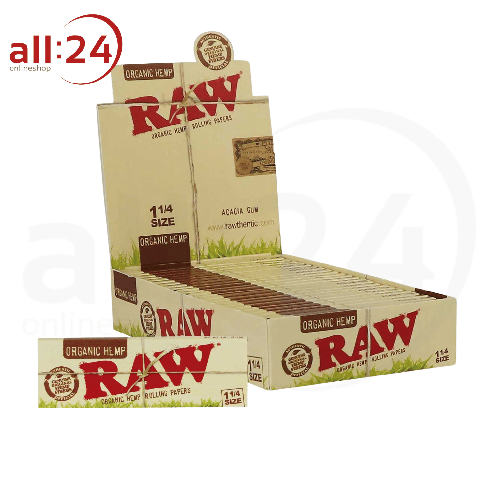 BOX RAW Organic Hemp Rolling Papers 1 1/4, 24 Stück 