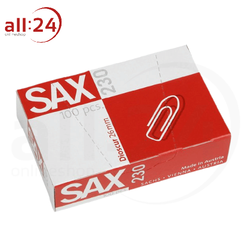 SAX Büroklammern 230 100 Stück 2,6 cm verzinkt 