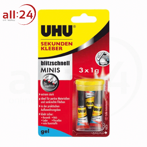 UHU Sekundenkleber MINIS 3x1g Gel 