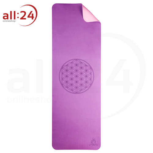 Yogamatte TPE Zartlila mit Blume des Lebens 