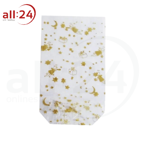 Zellglasbeutel Weihnachten Sterne und Engel Gold 9,5x16cm 10 Stück 